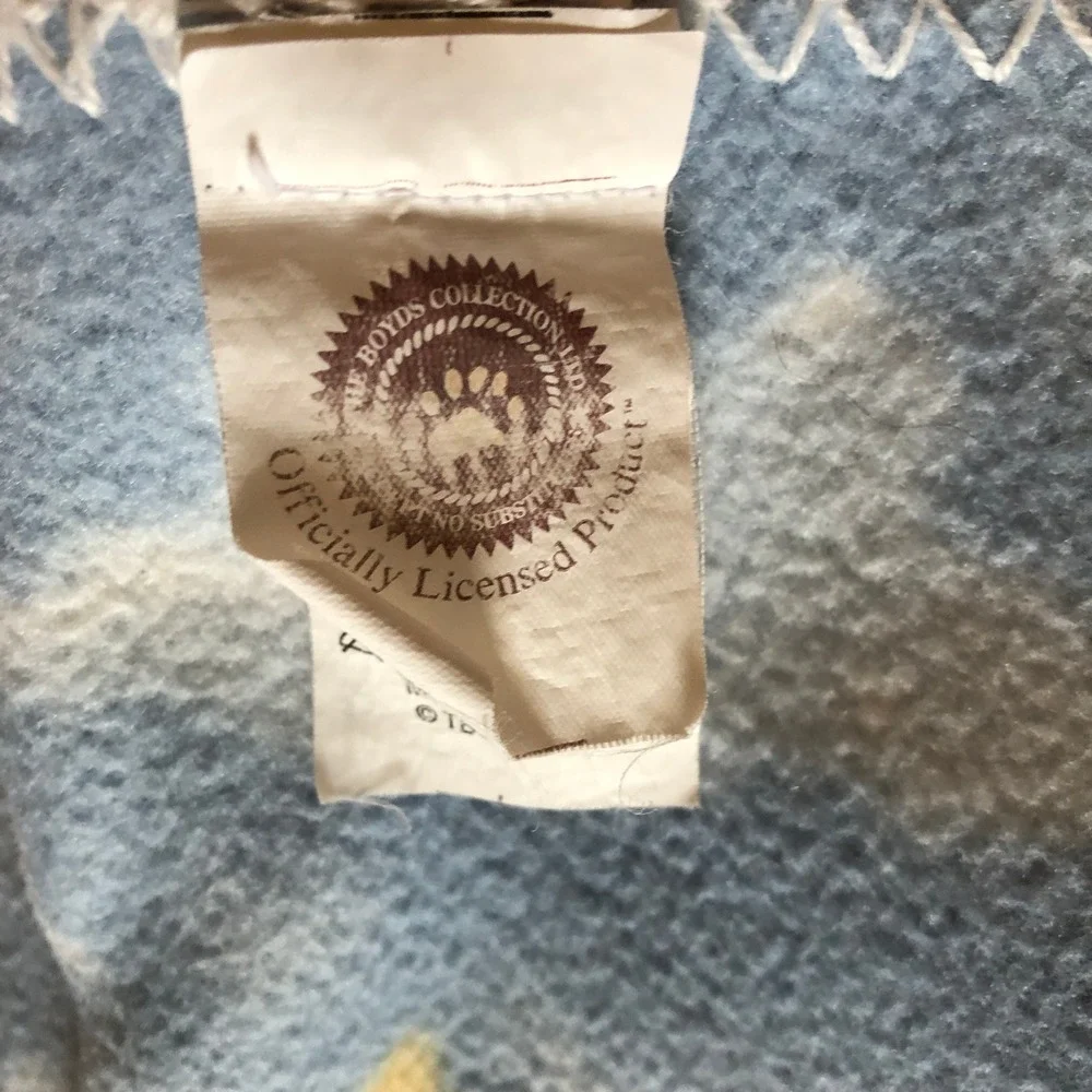Vintage Dolly Boyds Collection Baby Blanket Blue Sleeping Bear Moon Stars 2002